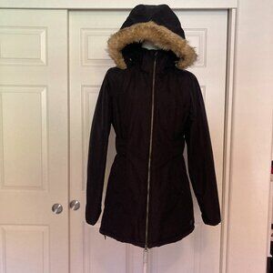 Mountain Hardware Women's Long Parka with Fur Lined Hood in Black